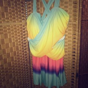 3X plus size rainbow swimsuit top
